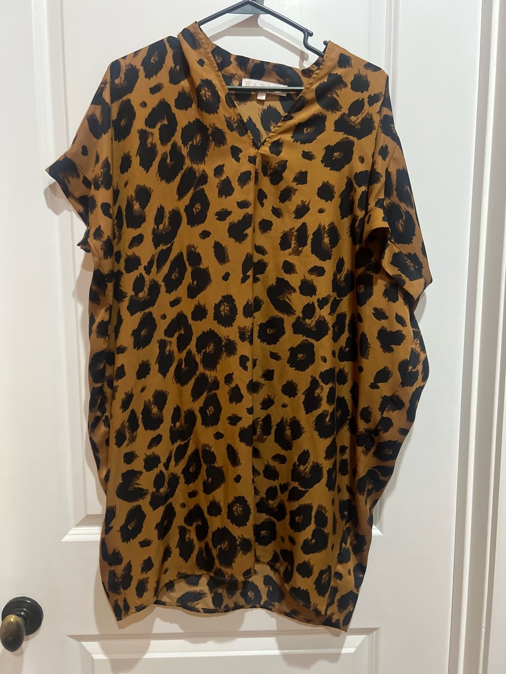 Karlie Leopard Print Dress - Black on Camel